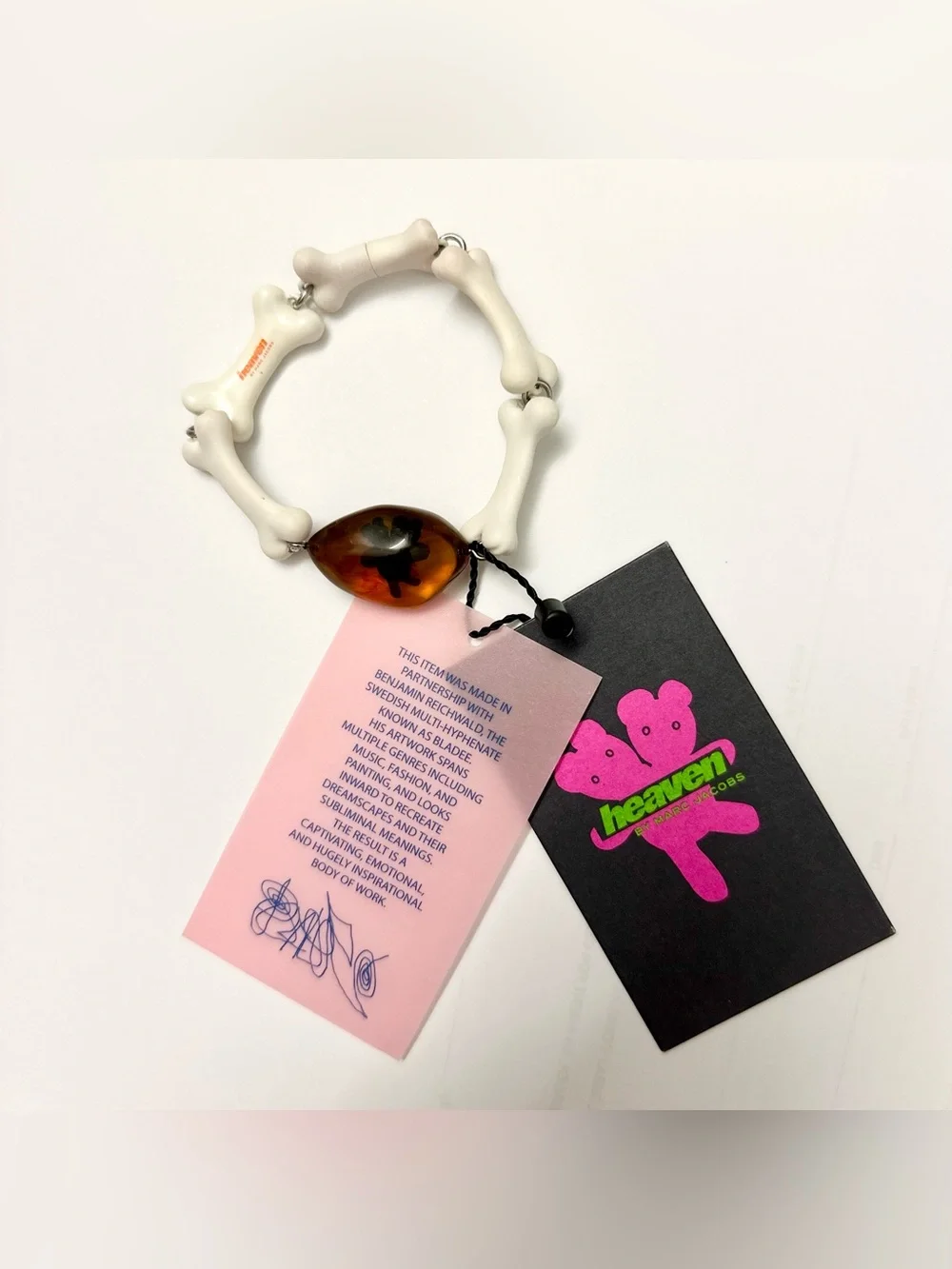Heaven by Marc Jacobs x Bladee White Bone Link & Amber Stone Bracelet NWT